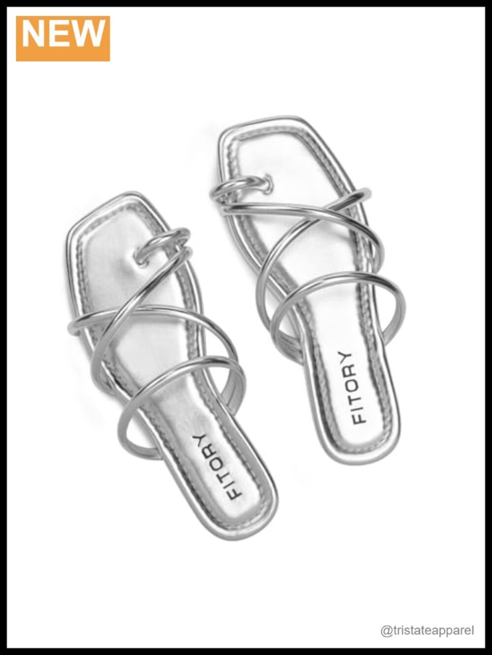 Slide Sandals Toe Ring Thong Strappy Square Open Toe Slip On Flat